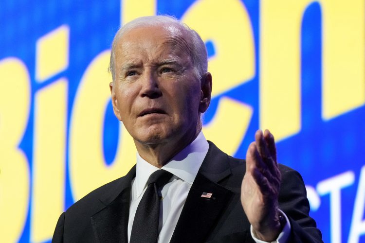 U.S. President Joe Biden speaks at a dinner hosted by the Human Rights Campaign at the Washington Convention Center in Washington, U.S., October 14, 2023. REUTERS/Ken Cedeno/File Photo