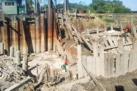 The current state of the pump station at the Canal No.1 Sluice which is being constructed by Well Built Construction Service