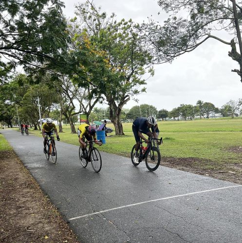 Jamual John (far right) won last year’s `Duckie’ Memorial cycle road race and will be keen  to retain his title