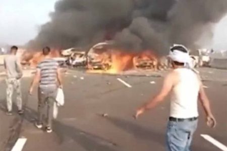 Screenshot of a video showing the accident scene in Egypt Image Credit: Twitter/Z_1973