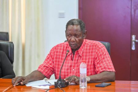 GTUC General Secretary Lincoln Lewis at the budget hearing (Office of the Prime Minister photo)