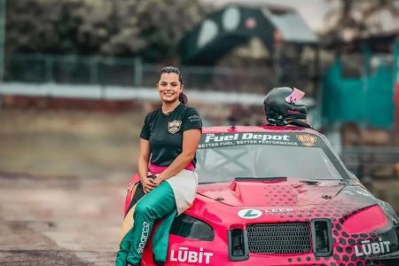 Sarah Misir and her car will be heading to Guyana to take part in the E-Net Caribbean ‘Clash of Champions’ meet Sunday at the South Dakota Circuit