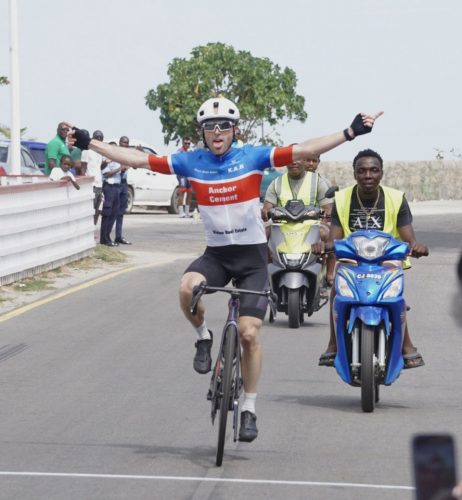 American cyclist, Brian Mussum brought his talents to Guyana and soloed to victory in the feature 30-lap race of the Fireworks 2 Pink Edition event yesterday around the breezy seawall bandstand.