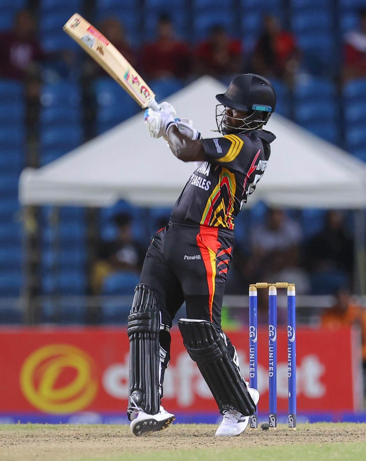 The Sherfane Rutherford show! Rutherford smashed a 71-ball 105 not out (photo courtesy of CWI media)