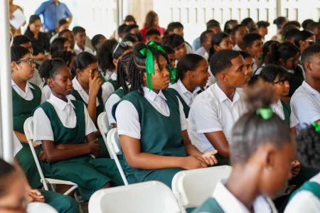 Students at the launch of the classroom (Ministry of Education photo)
