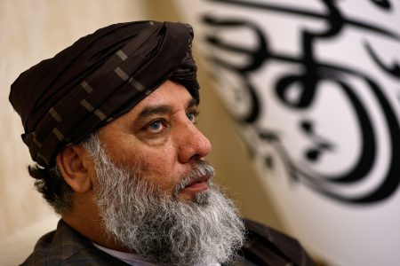 Taliban's acting commerce minister Haji Nooruddin Azizi speaks during an interview with Reuters, at the Embassy of Afghanistan in Beijing, China October 19, 2023. REUTERS/Tingshu Wang