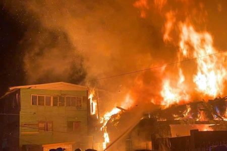 The towering blaze (Guyana Fire Service photo) 