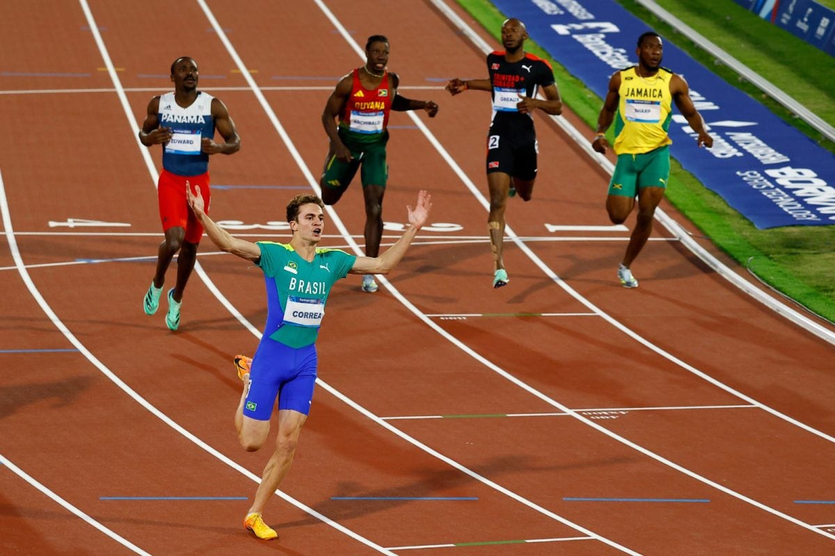 Emanuel Archibald (lane 3) finished eighth in the 200-metre final of the Pan American Games last night in Santiago, Chile, but is optimistic about what lies ahead following a long but successful season (photo courtesy of Akeem Green)