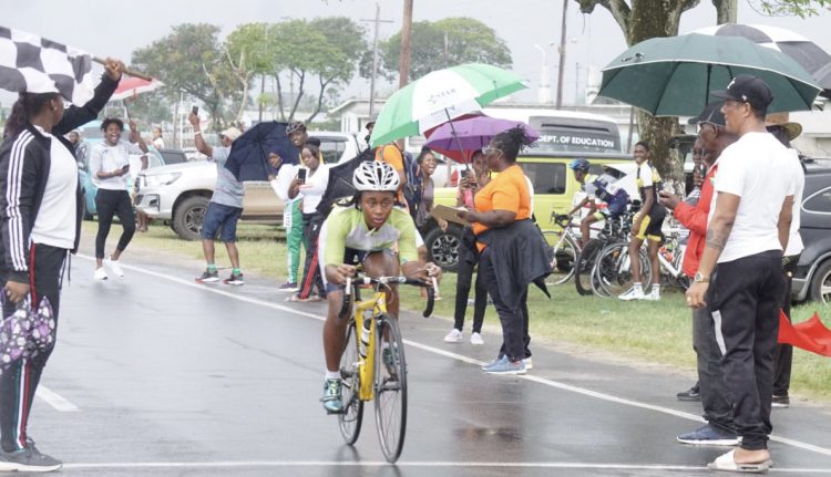 Savannah Hyles of District 10 won the Girls 25km Road Race yesterday on the outer circuit of the National Park (Emmerson Campbell photos)
