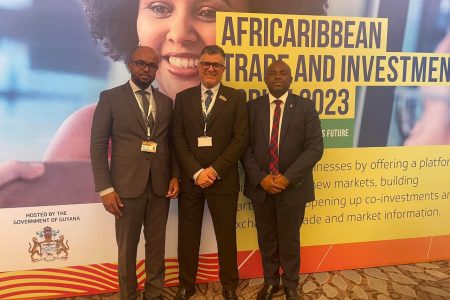 Three members of the ITFC/ IsDB delegation. From left to right are - Said Ben Afane Ibouroi Senior Manager Relationship Management Trade and Finance, Nazeem Noordali Chief Operating Officer ITFC, and Mubarak Elegbede Divisional Manager for Africa and Latin America