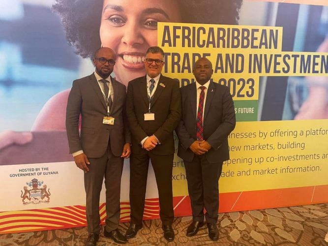 Three members of the ITFC/ IsDB delegation. From left to right are - Said Ben Afane Ibouroi Senior Manager Relationship Management Trade and Finance, Nazeem Noordali Chief Operating Officer ITFC, and Mubarak Elegbede Divisional Manager for Africa and Latin America