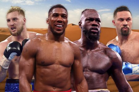 Anthony Joshua (2nd from left) will fight Otto Wallin (1st from left), whilst Deontay Wilder will face-off against Joseph Parker