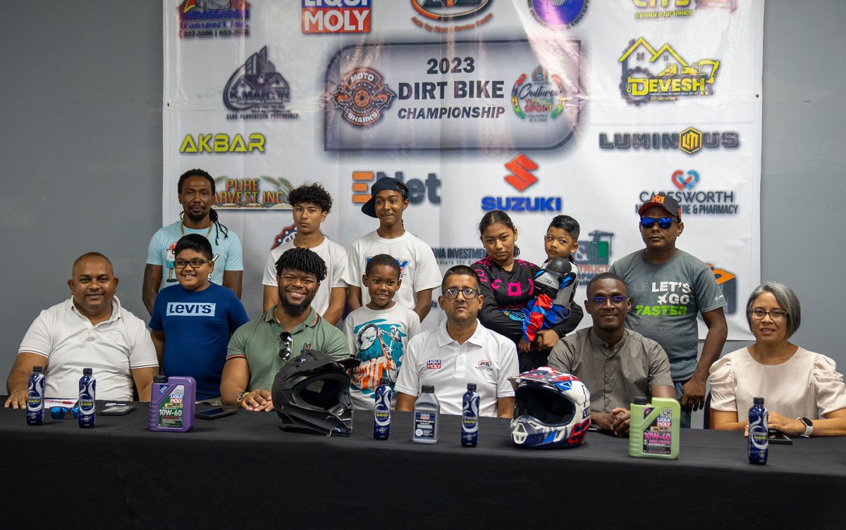 Members of the Moto Sharks Guyana, along with sponsors, attended the official launch of their Christmas Dirt Bike Championship yesterday.

