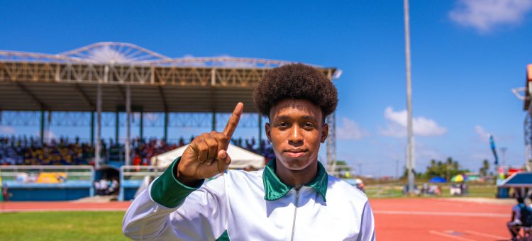 Joel Trim of District won the Boy’s
U-20 javelin
(Photo
compliments of the Ministry of Education)