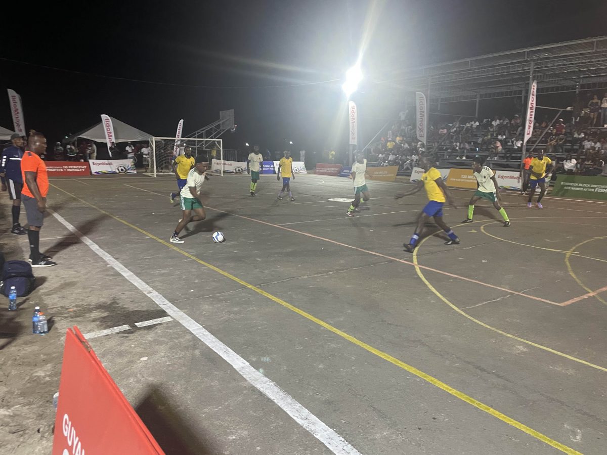 Part of the action in the New Era Futsal Championship at the Retrieve Tarmac, Linden