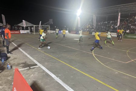 Part of the action in the New Era Futsal Championship at the Retrieve Tarmac, Linden