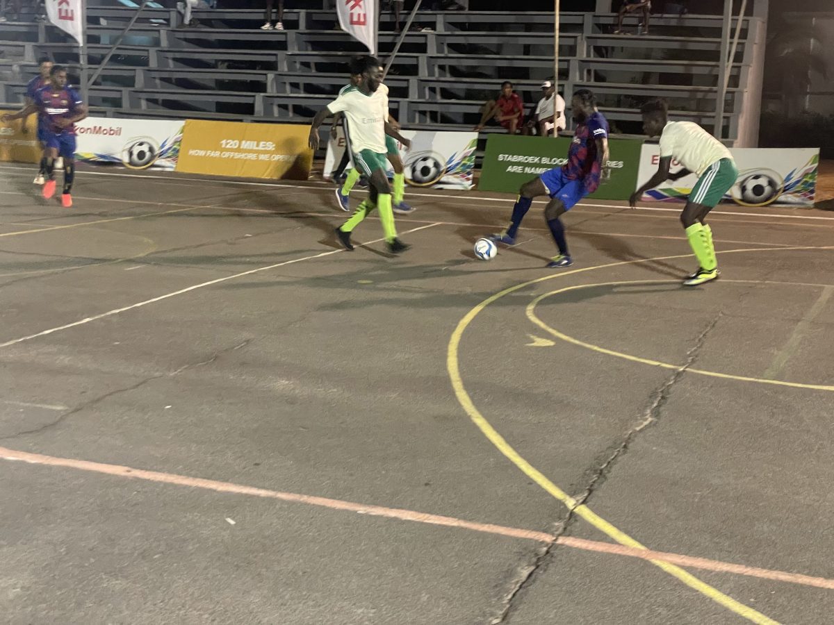 Part of the action between the DC Ballers and Youths United in the New Era Futsal Championship