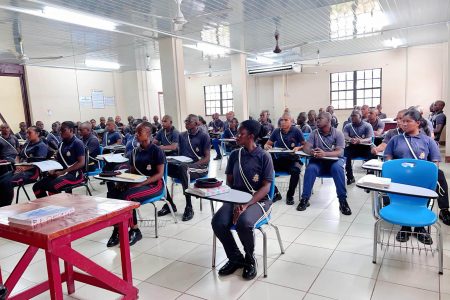 The trainees during the minister’s visit 