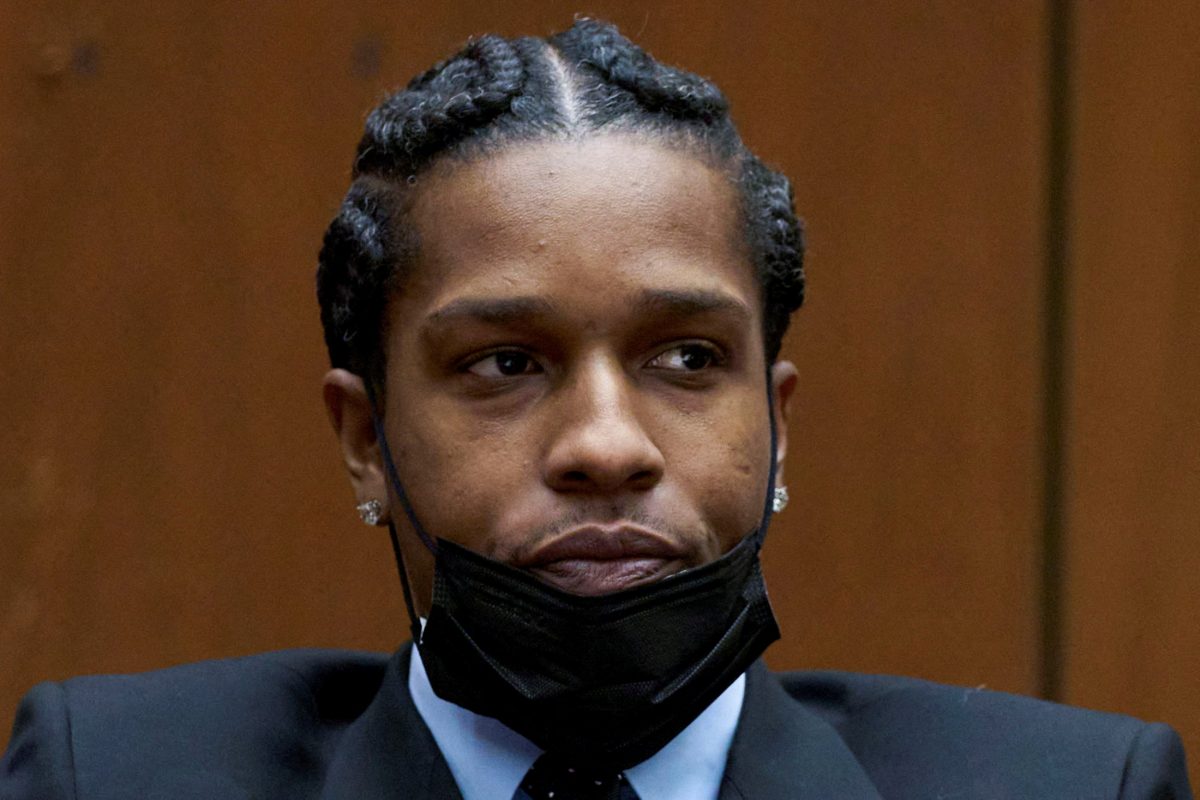 Rakim Mayers, aka A$AP Rocky, sits in the Clara Shortridge Foltz Criminal Justice Center for a preliminary hearing in his assault with a semiautomatic firearm case in Los Angeles, California, U.S, November 20, 2023. Allison Dinner/Pool via REUTERS