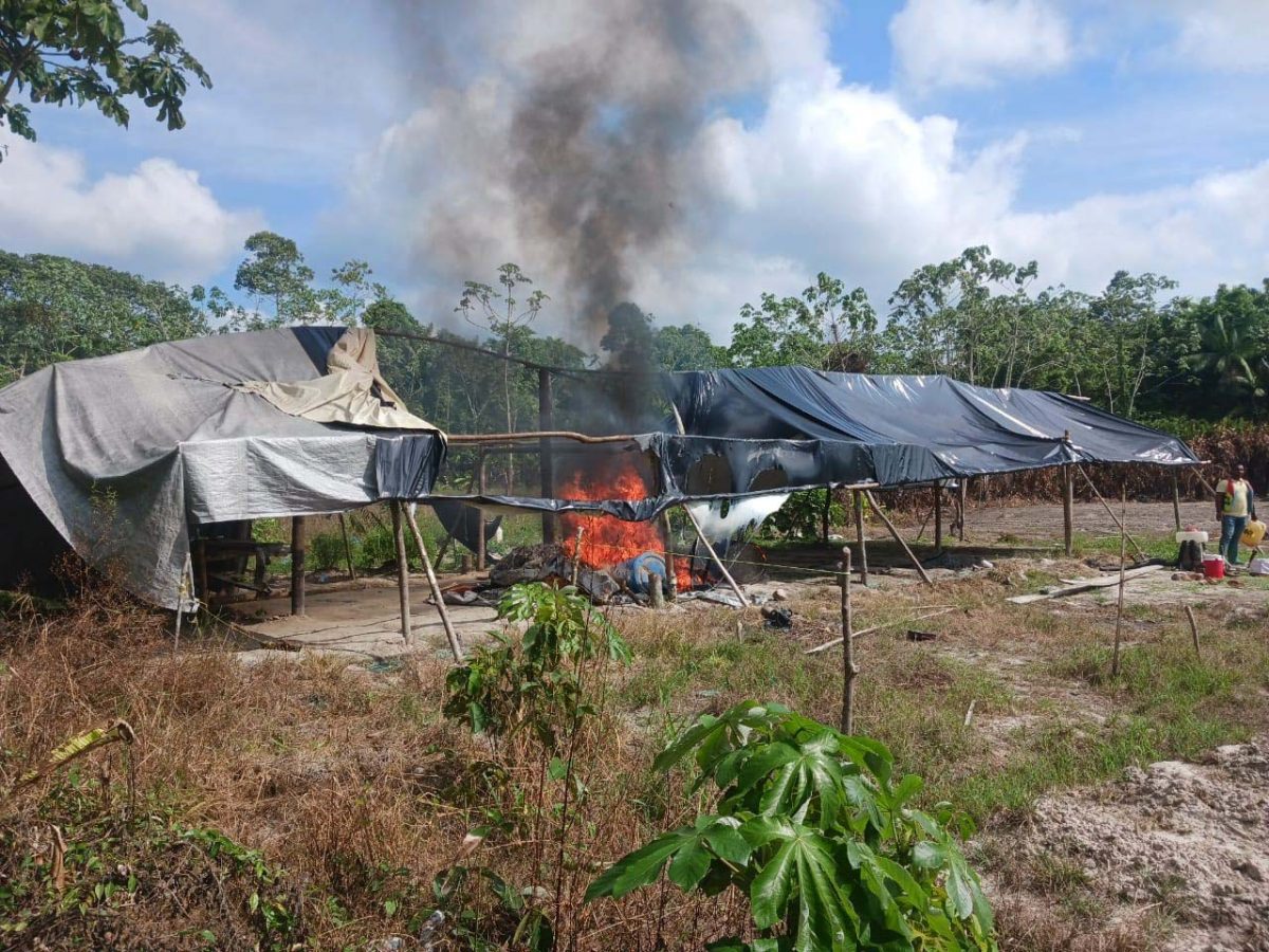 The camp was set afire (Police photo)
