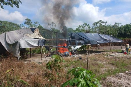 The camp was set afire (Police photo)