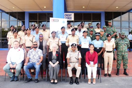 Government officials, ranks of the Guyana Police Force and
Guyana Defence Force at the Officers Trainng Centre. 