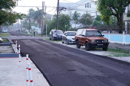 Peter Rose Street, Queenstown has gotten a facelift in line with a pledge made by President Irfaan Ali on an outreach earlier this month, according to a release from the Ministry of Public Works.
