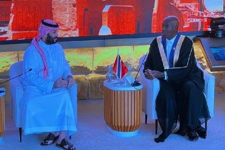 ‘Willing to listen’: Prime Minister Dr Keith Rowley with Prince Mohammed bin Salman bin Abdulaziz Al Saud, Crown Prince and Prime Minister of the Kingdom of Saudi Arabia, during the inaugural Caricom-Saudi Arabia Summit.