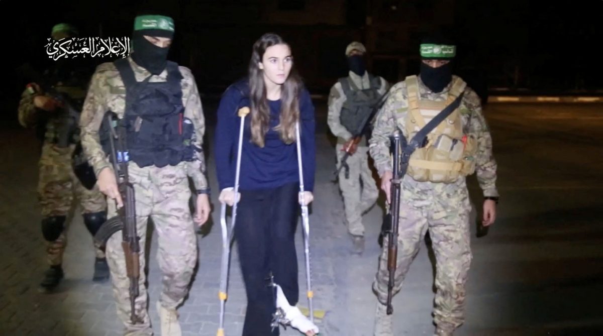 One of the hostages who was released (AL-QASSAM BRIGADES, MILITARY WIN | Credit: via REUTERS)