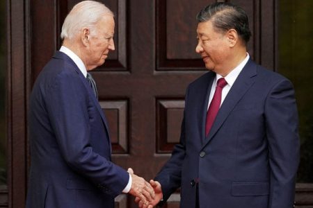 US President Joe Biden shakes hands with Chinese President Xi Jinping at Filoli estate on the sidelines of the APEC summit, in Woodside, California, US November 15, 2023. — Reuters