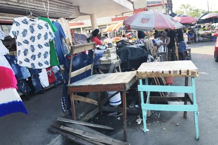 Vending on Water Street in front of Muneshwer’s shopping complex 