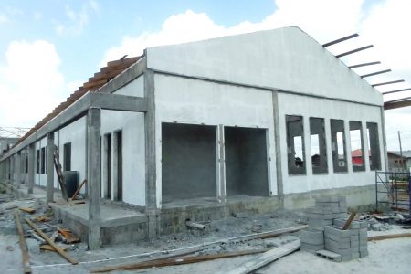 The current construction status of the Bamia Primary School
