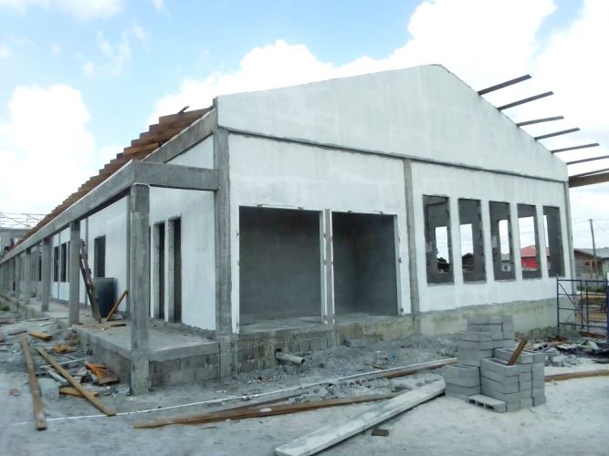 The current construction status of the Bamia Primary School
