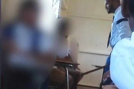 A video still showing the teacher involved in the confrontation
