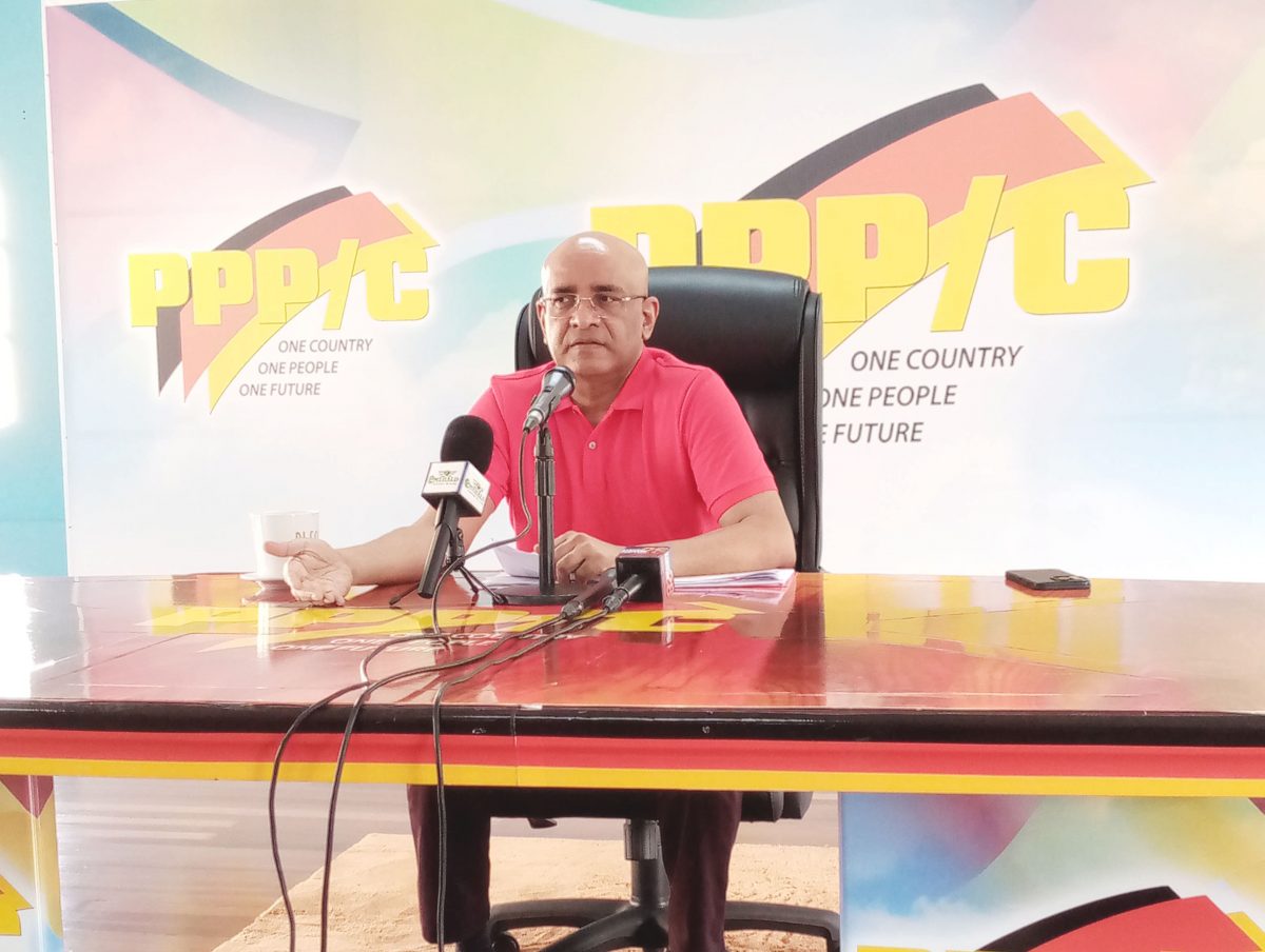 PPP General Secretary Bharrat Jagdeo yesterday during a year-end press conference at Freedom House 