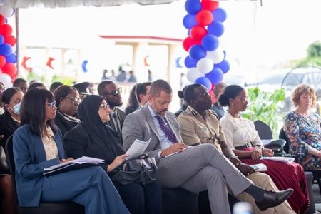 A section of the gathering at the Diamond/Grove Magistrate’s Court yesterday (DPI photo)