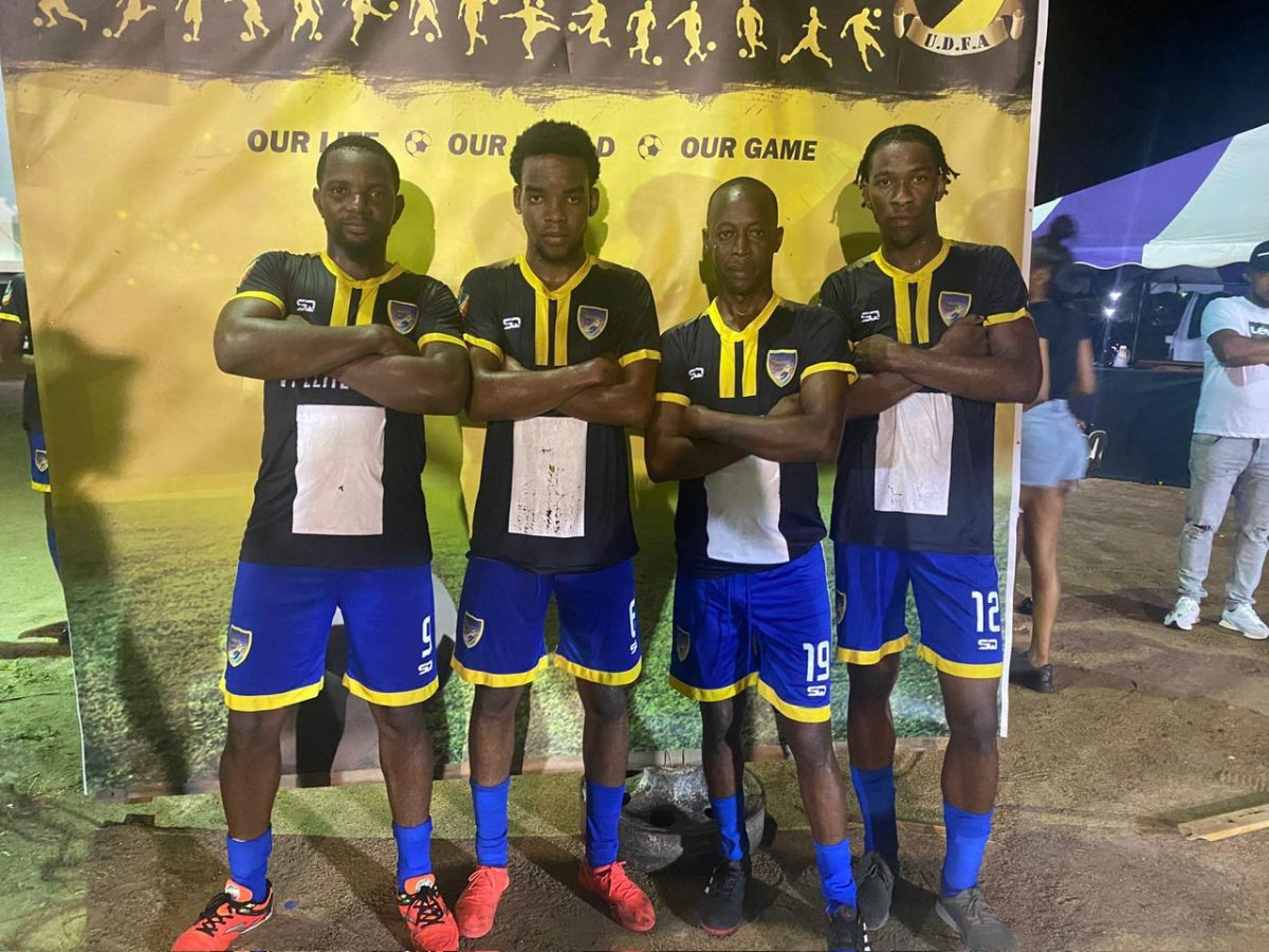 Milerock scorers from left: Colwyn Drakes, Marcus Tudor, Rawle Gittens, and Mickel Jeffers