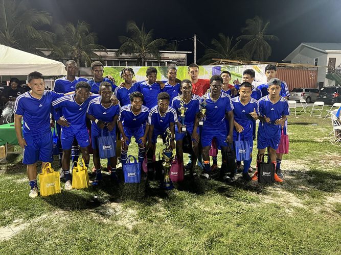 Chase Academy displaying their spoils after winning the Limacol Secondary Schools Football League