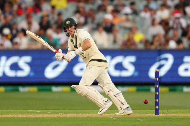 Marnus Labuschagne flicks the ball through the leg-side during his unbeaten 44 on the opening day of the 2nd Test
