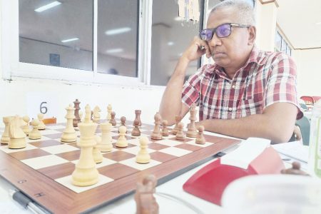 Loris Nathoo playing in the 2023 Guyana National Chess Championship
