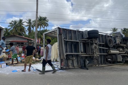 The overturned truck
