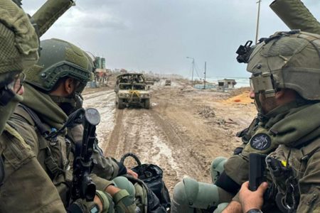 Israeli troops on the ground in the northern Gaza Strip on December 2. Photo: Israel Defence Forces via AFP
