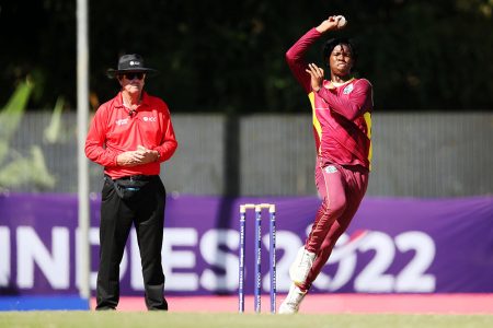 Isai Thorne in action for the West Indies U-19s in 2022