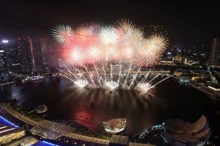  Fireworks explode over the Marina Bay during the New Year celebrations in Singapore. REUTERS/Edgar Su