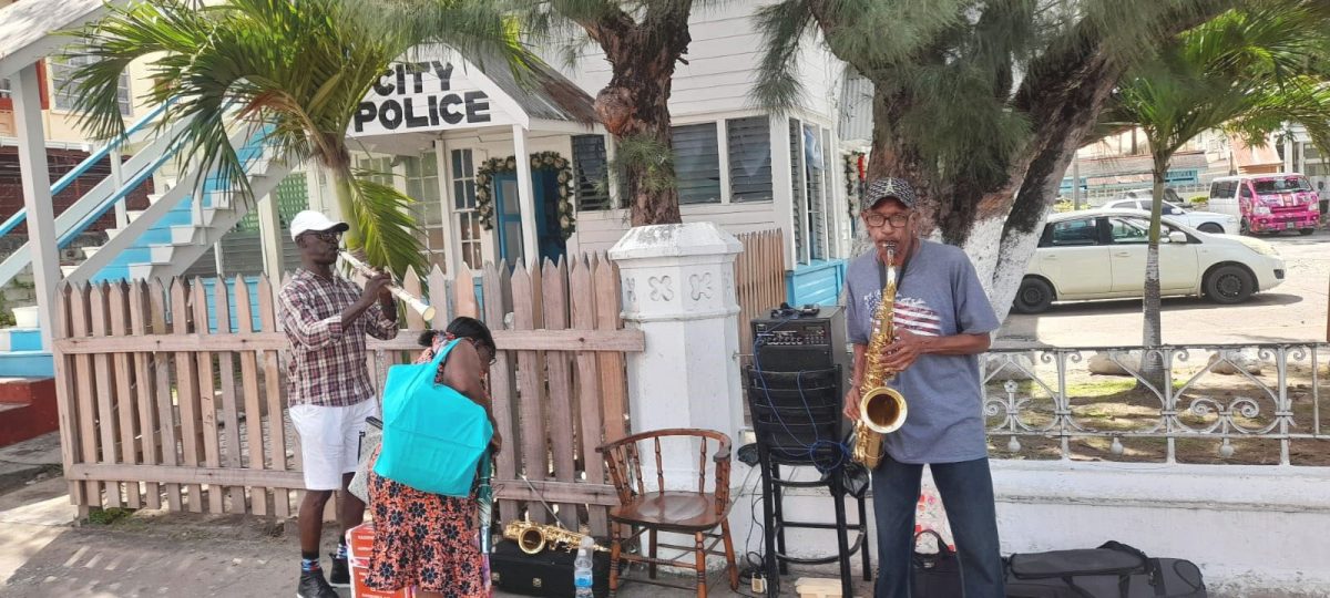 Musicians serenading passers-by on Regent Street