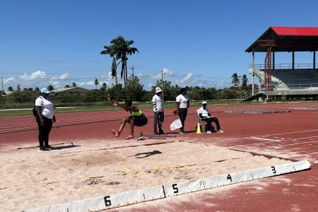 A scene from the Girl’s U17 Long Jump
