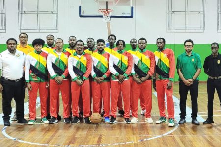 Team Guyana at the international goodwill basketball championship in Suriname
