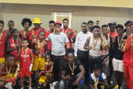 Several of the participants from the various gyms were posing with their spoils following the end of the first edition of the Pepsi/Mike Parris U16 School Boys and Girls Boxing Championships