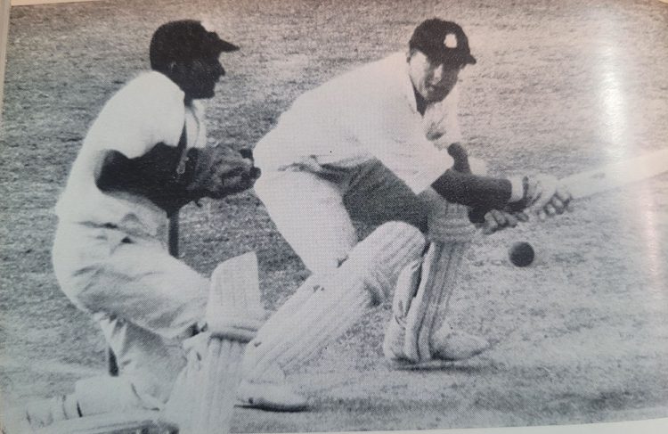 John Edrich is bowled by Rodriguez for 29 on the final day of the Fourth Test (Source: The MCC Tour of West Indies, 1968/Brian Close)
