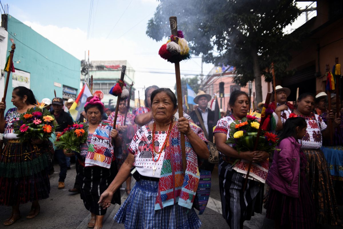 Indigenous people march in support of Guatemala President-elect Bernardo Arevalo in Guatemala City, Guatemala, January 14, 2024. REUTERS/Cristina Chiquin 